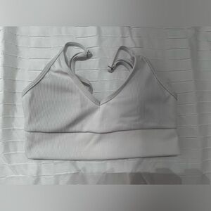 Ribbed White Bikini Tank Top adjustable straps with padding size small